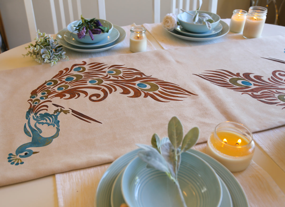 Peacock Table Runner Mimm Chic Design