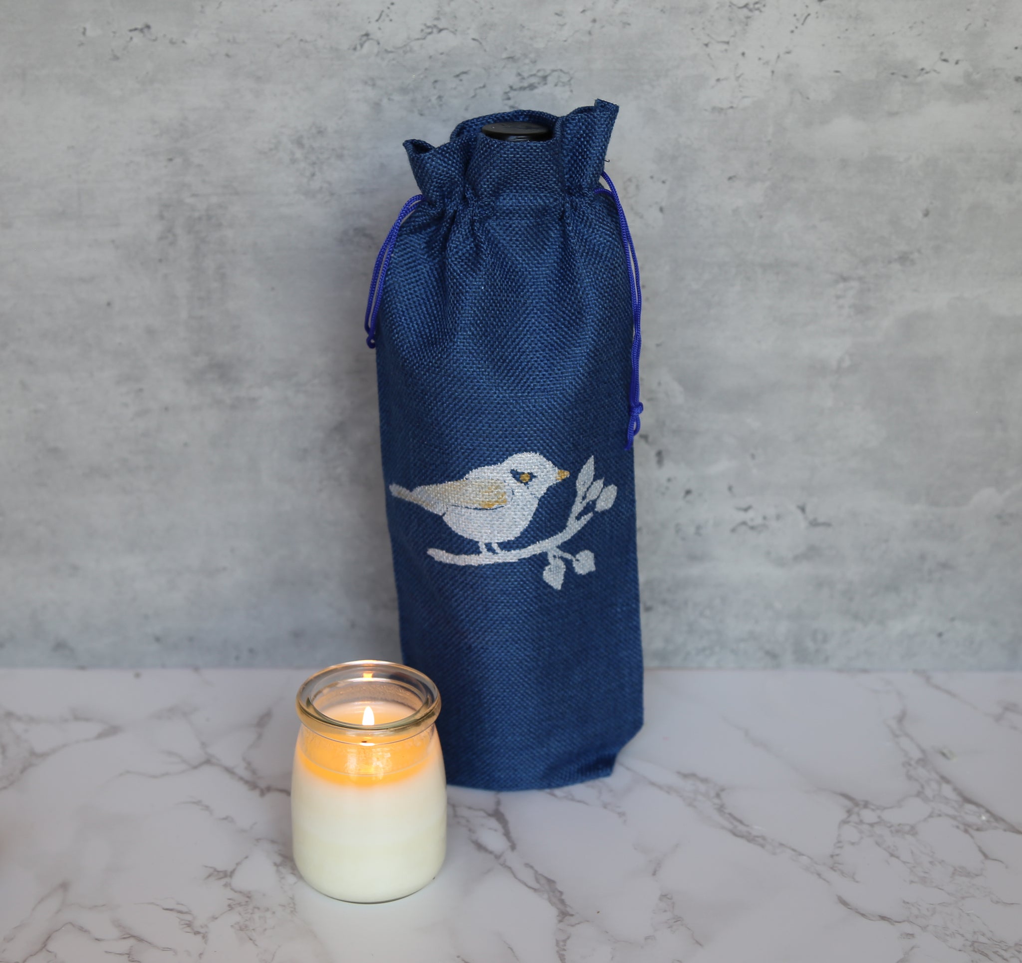 Bird Dark Blue Wine Bag