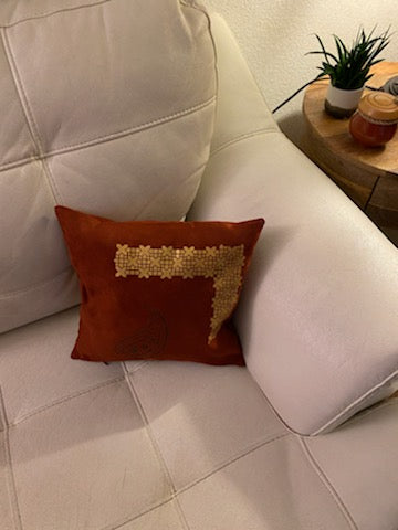 Ey-Hich Brick & Gold Cushion