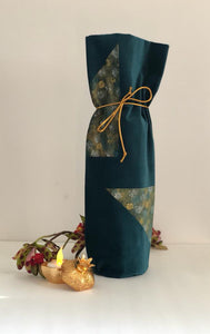 Teal & Gold Wine Bag