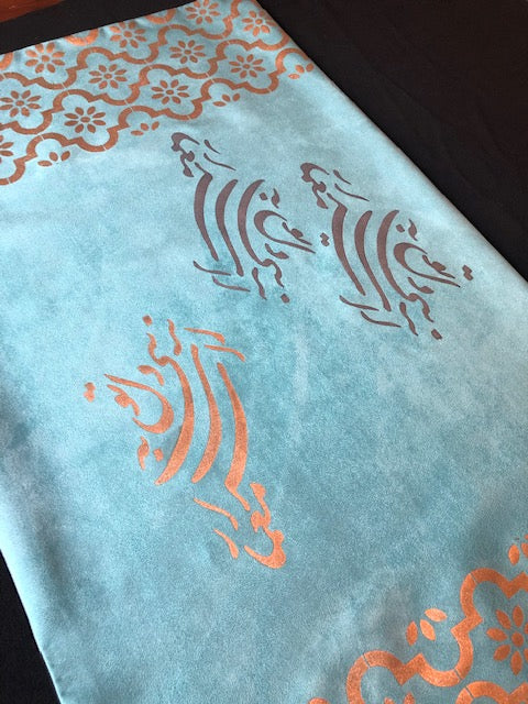 Baghe Malakoot Velvet Blue Table Runner